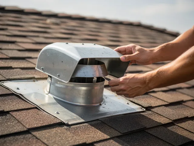 South Pasadena Dryer Vent Cleaning certified technician safely cleaning a roof-mounted dryer vent in South Pasadena