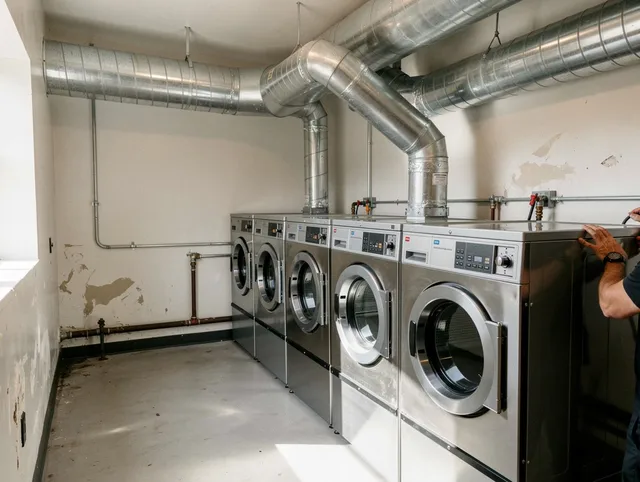 South Pasadena Dryer Vent Cleaning team performing large-scale commercial dryer vent cleaning in South Pasadena