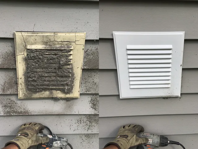 South Pasadena Dryer Vent Cleaning technician installing high-quality dryer vent cover at a residential property in South Pasadena